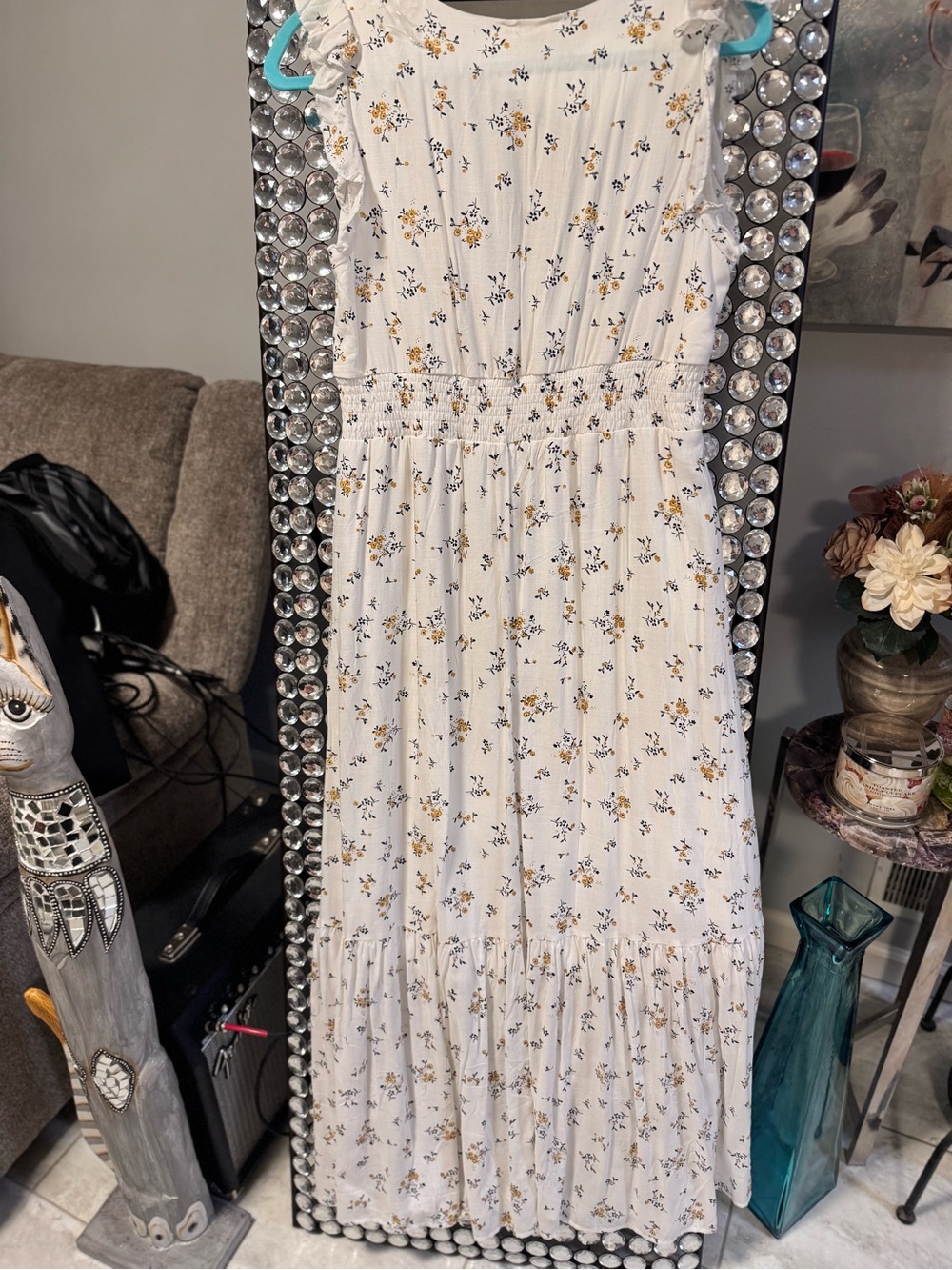 White Floral Ruffle-Trim Maxi Dress - Picture 2 of 4
